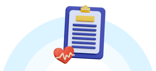 A heart monitor and clipboard icon, representing medical records and monitoring of heart health